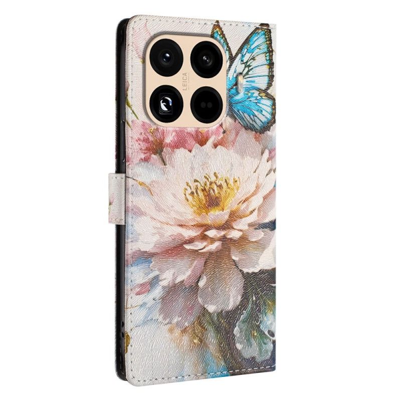 Folio Deksel Til Xiaomi 15t Pro Blomst Og Sommerfugl