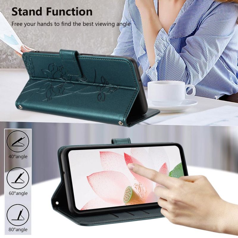 Folio Deksel Xiaomi 15t Pro Blomstertrykk Med Stropp Beskyttelse Deksel