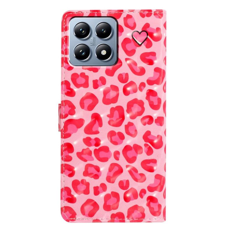 Folio Deksel Xiaomi 15t Pro Rosa Leopard Beskyttelse Deksel