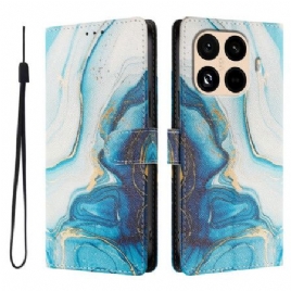 Lærdeksel Folio Deksel Xiaomi 15t Pro Blå Marmor