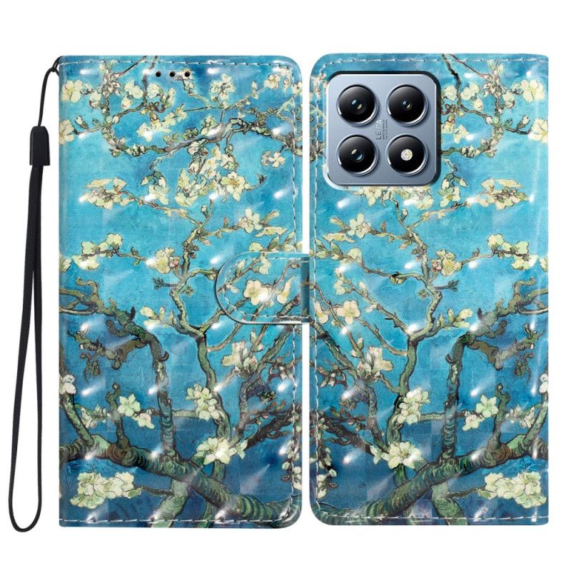 Lærdeksel Folio Deksel Xiaomi 15t Pro Blomster Aprikostre
