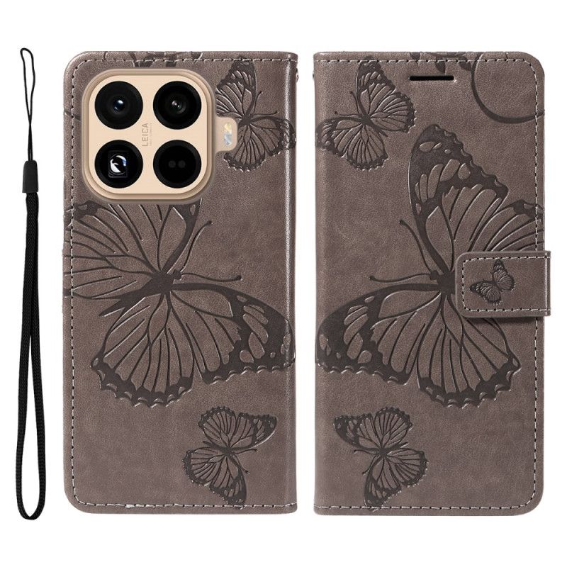 Lærdeksel Folio Deksel Xiaomi 15t Pro Mobildeksel Kjempesommerfugler