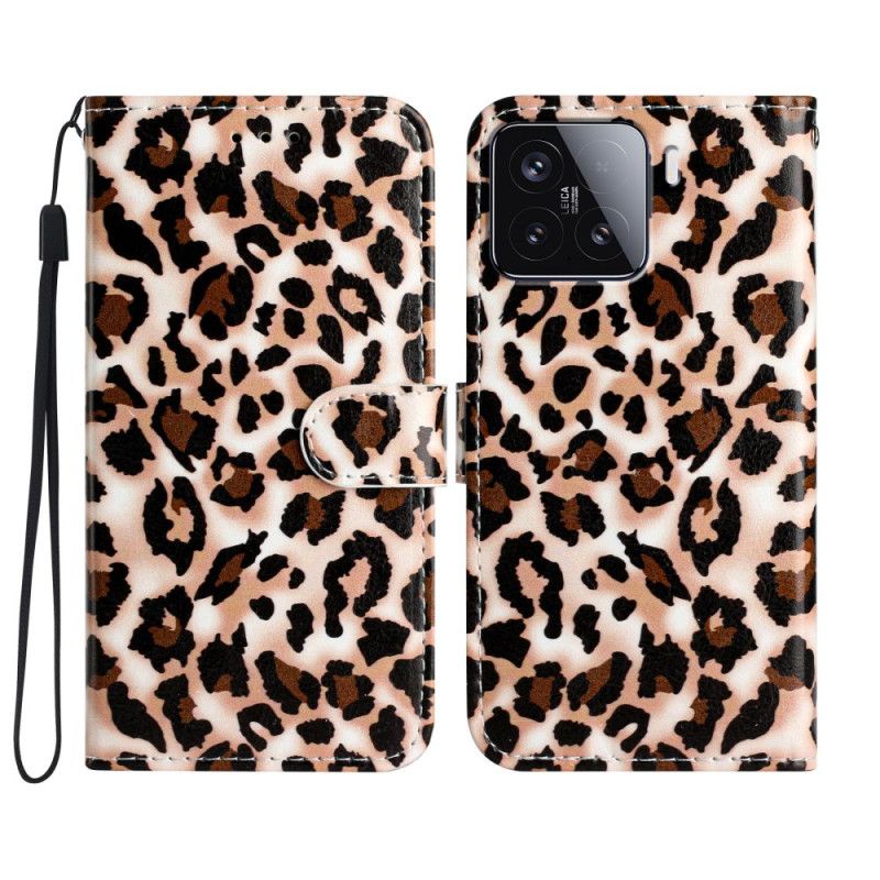 Lærdeksel Folio Deksel Xiaomi 15t Pro Mobildeksel Leopardtrykk