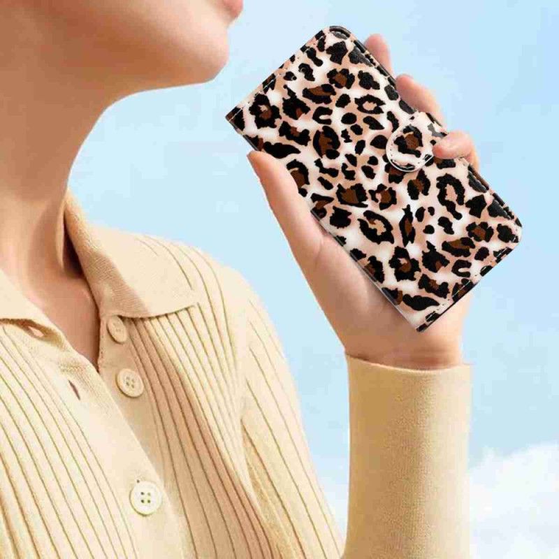 Lærdeksel Folio Deksel Xiaomi 15t Pro Mobildeksel Leopardtrykk