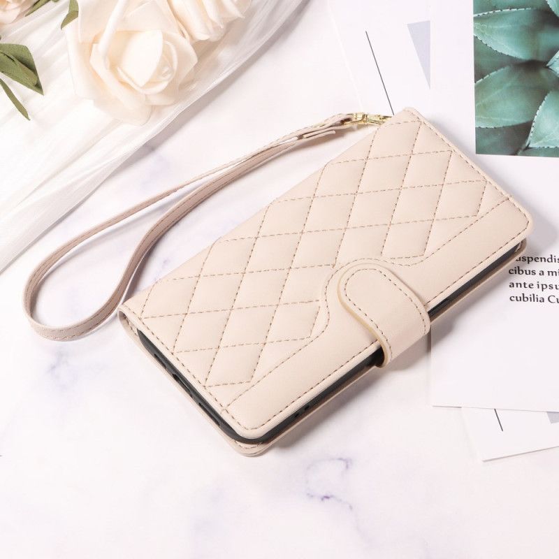 Lærdeksel Folio Deksel Xiaomi 15t Pro Mobildeksel Vattert Med Stropp Og Skulderstropp