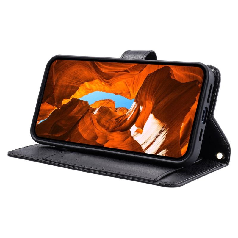 Lærdeksel Folio Deksel Xiaomi 15t Pro Vattert Med Stropper