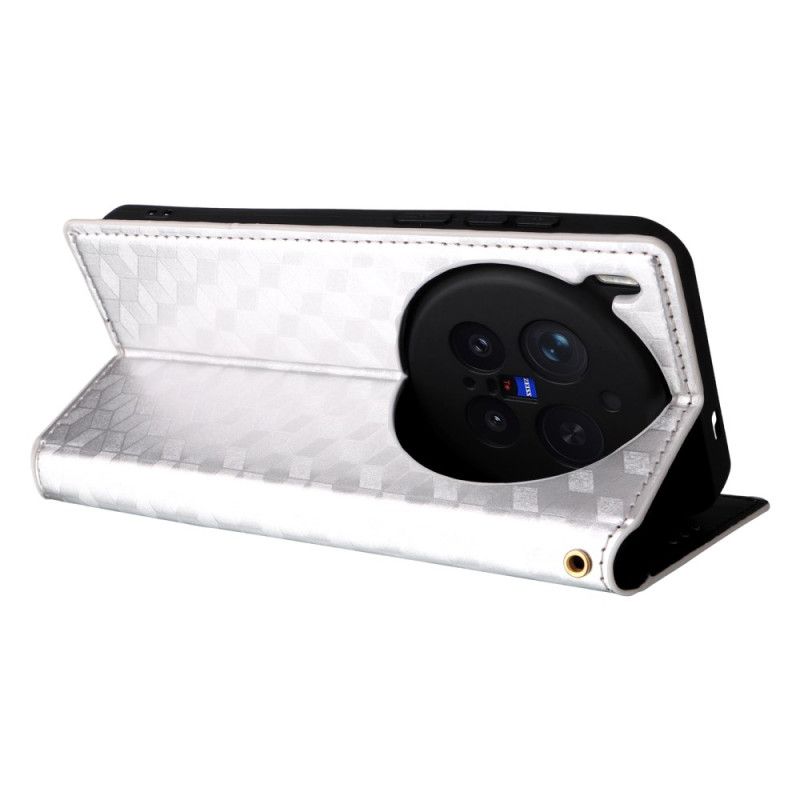 Folio Deksel Lær Vivo X300 Pro Diamantmønster