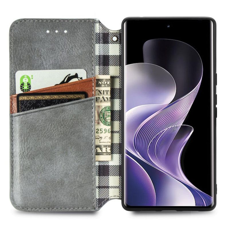 Folio Deksel Vivo V40 5g Diamantmønster Semsket Skinneffekt