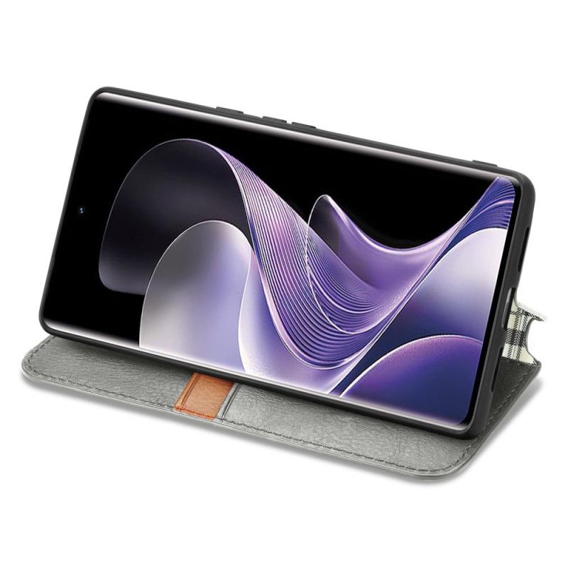 Folio Deksel Vivo V40 5g Diamantmønster Semsket Skinneffekt