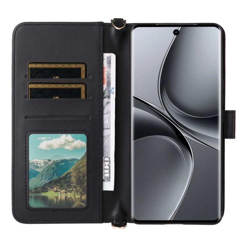 Lærdeksel Folio Deksel Vivo V40 5g Vattert Med Stropper Og Skulderstropp