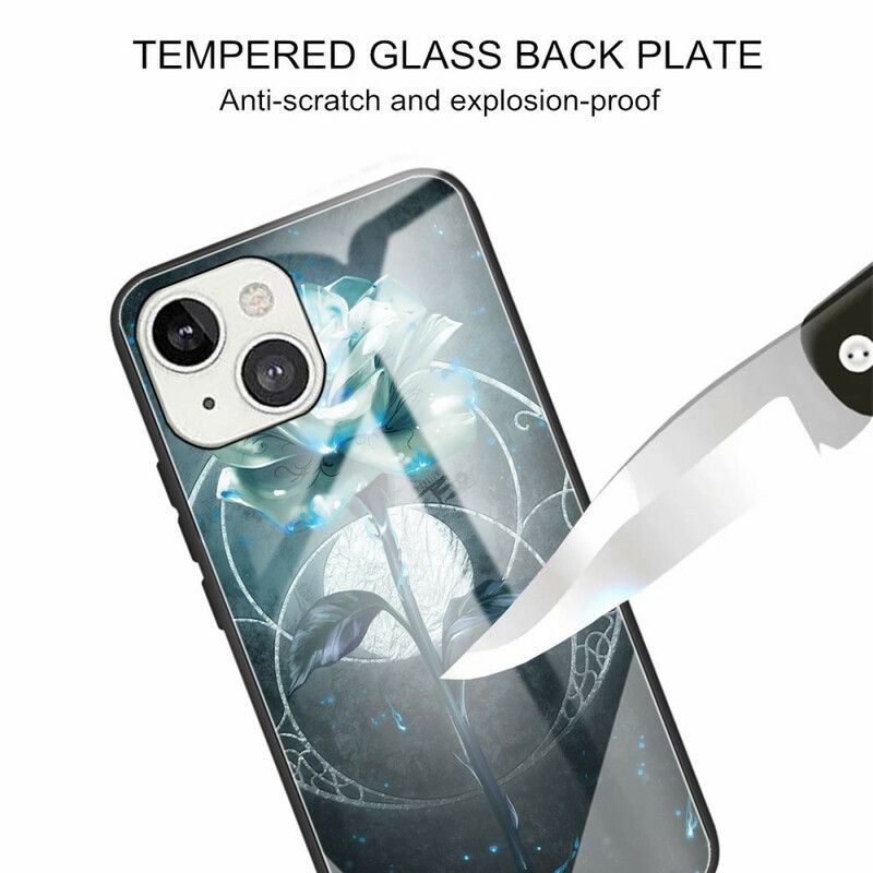 Deksel Til iPhone 13 Grønn Rose Herdet Glass