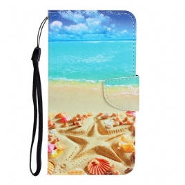 Folio Deksel Til iPhone 13 Med Kjede Thong Beach