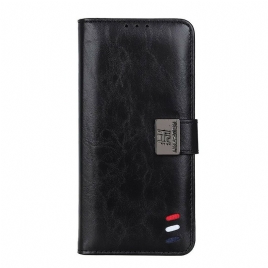 Folio Deksel Til iPhone 13 Tricolor Vintage Skinneffekt