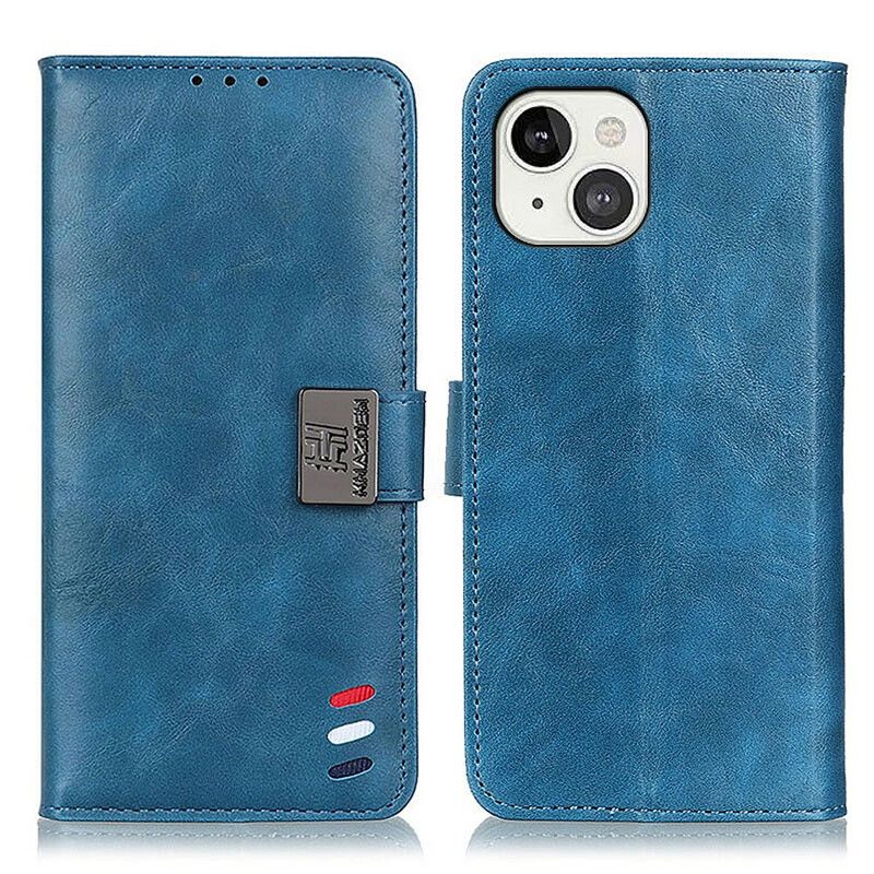 Folio Deksel Til iPhone 13 Tricolor Vintage Skinneffekt