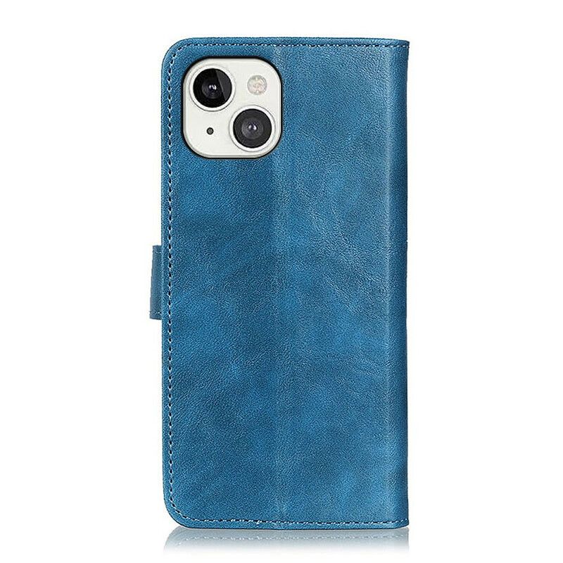 Folio Deksel Til iPhone 13 Tricolor Vintage Skinneffekt