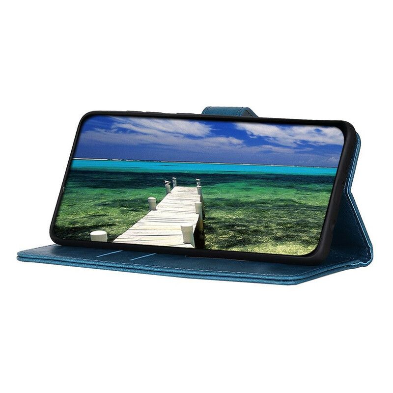 Folio Deksel Til iPhone 13 Tricolor Vintage Skinneffekt