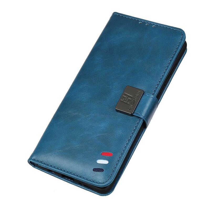 Folio Deksel Til iPhone 13 Tricolor Vintage Skinneffekt