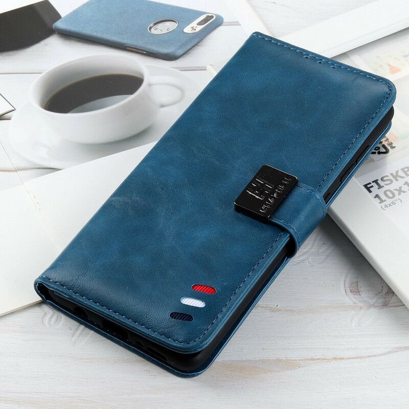 Folio Deksel Til iPhone 13 Tricolor Vintage Skinneffekt