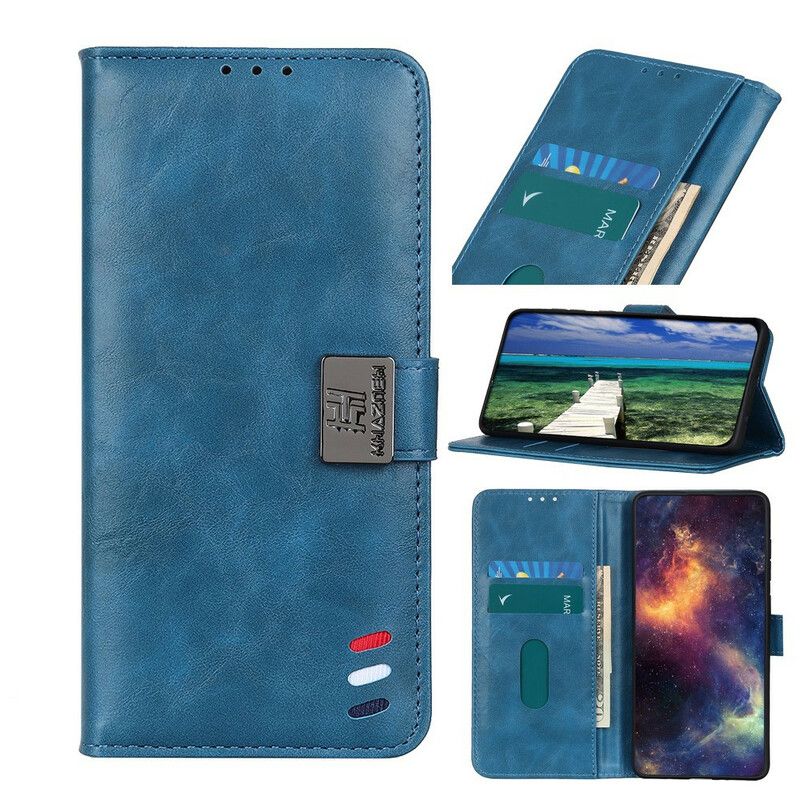 Folio Deksel Til iPhone 13 Tricolor Vintage Skinneffekt