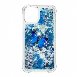 Deksel Til iPhone 13 Pro Max Blå Glittersommerfugler