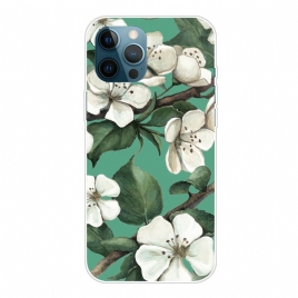 Deksel Til iPhone 13 Pro Max Hvite Malte Blomster