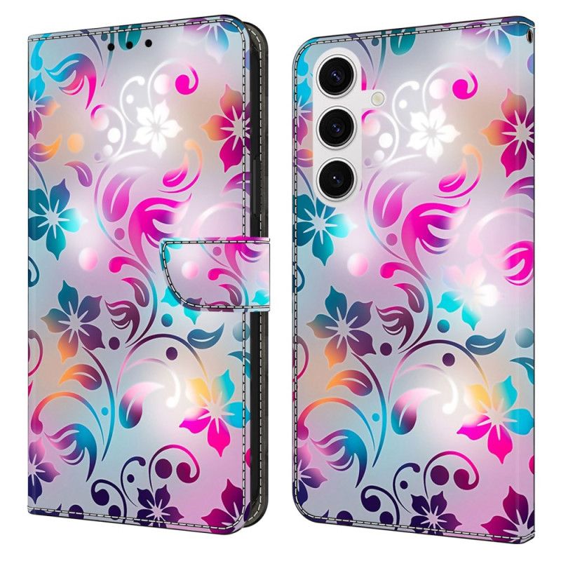 Folio Deksel Samsung Galaxy S26 Plus Håndlagde Blomster Beskyttelse Deksel