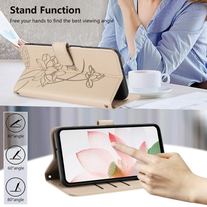 Folio Deksel Samsung Galaxy S26 Plus Lotusmønster Med Stropp Beskyttelse Deksel