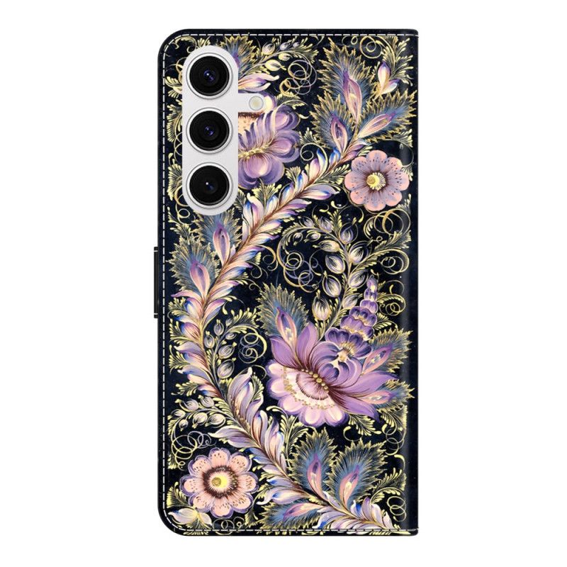 Folio Deksel Samsung Galaxy S26 Plus Vintage Gullnålemønster Beskyttelse Deksel