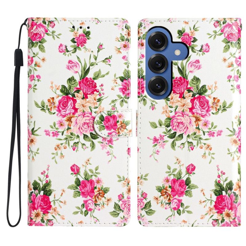 Folio Deksel Til Samsung Galaxy S26 Plus Røde Blomster