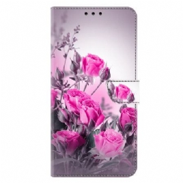 Lærdeksel Folio Deksel Samsung Galaxy S26 Plus Lilla Blomster