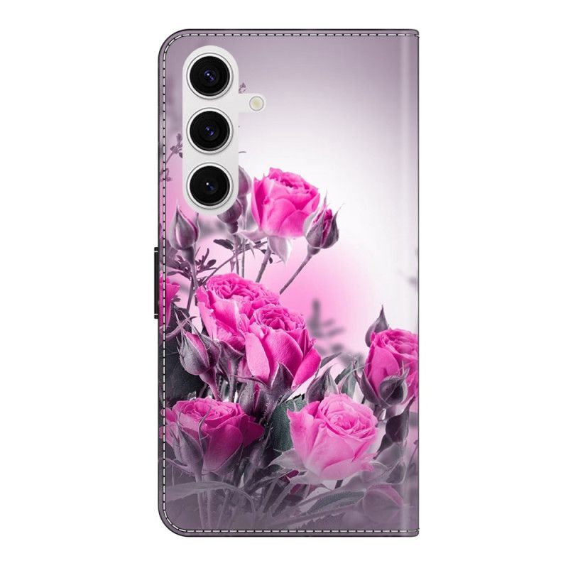 Lærdeksel Folio Deksel Samsung Galaxy S26 Plus Lilla Blomster