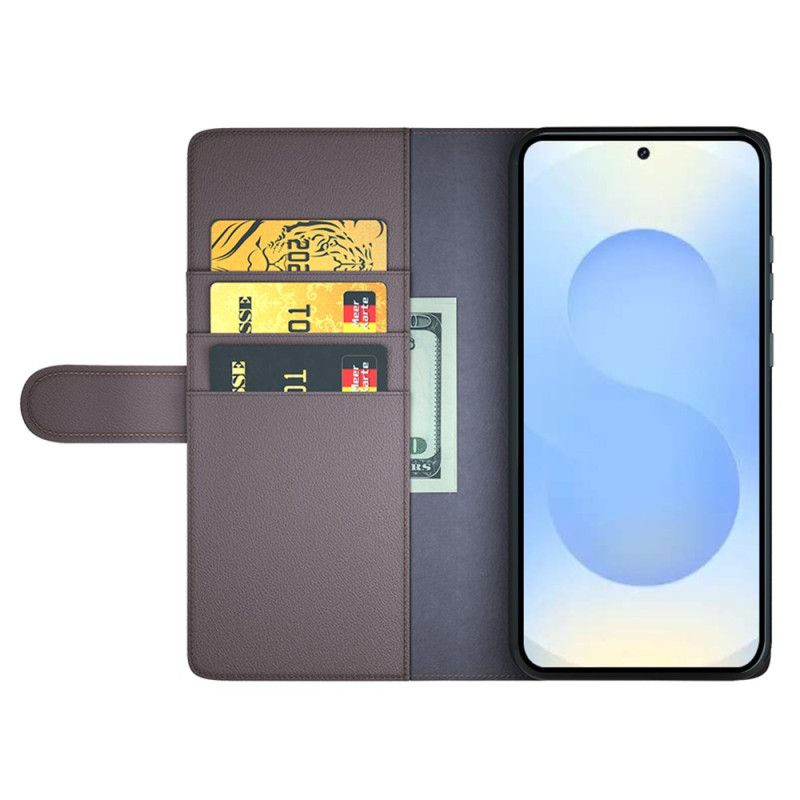 Lærdeksel Folio Deksel Samsung Galaxy S26 Plus Mobildeksel Ekte Skinn