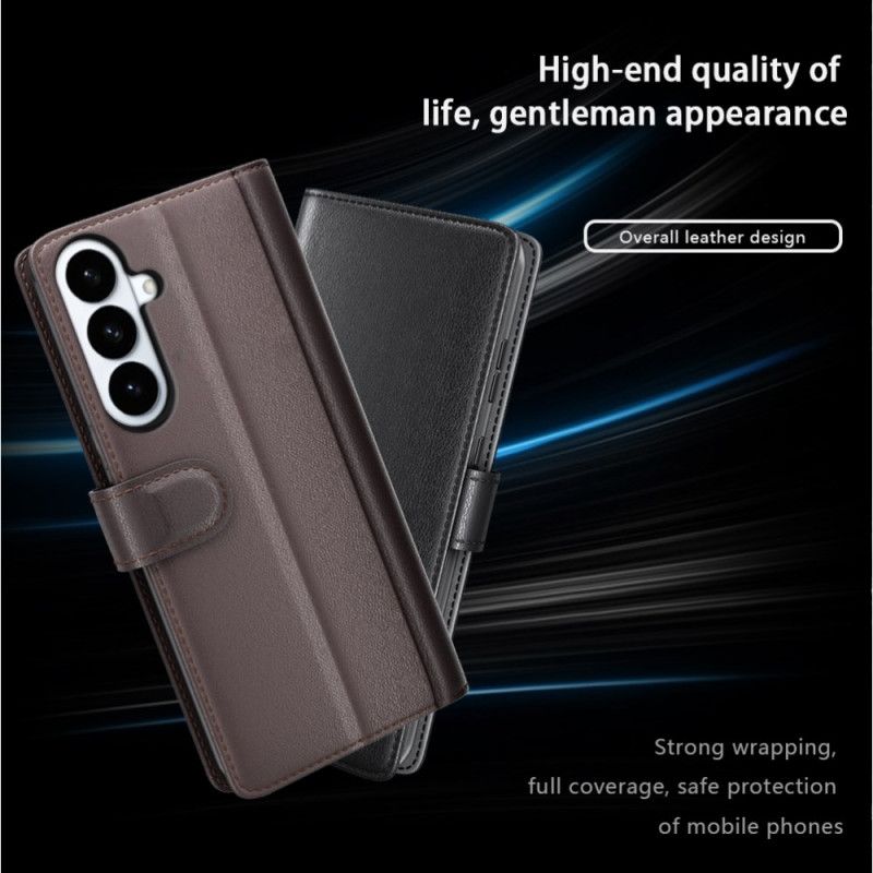 Lærdeksel Folio Deksel Samsung Galaxy S26 Plus Mobildeksel Ekte Skinn