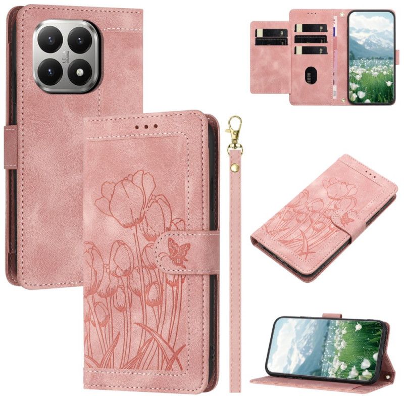 Folio Deksel Til Xiaomi 15t 5 Kortholdere Blomstertrykk