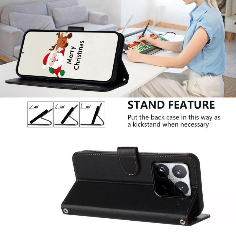 Folio Deksel Xiaomi 15t Ensfarget Med Stropp