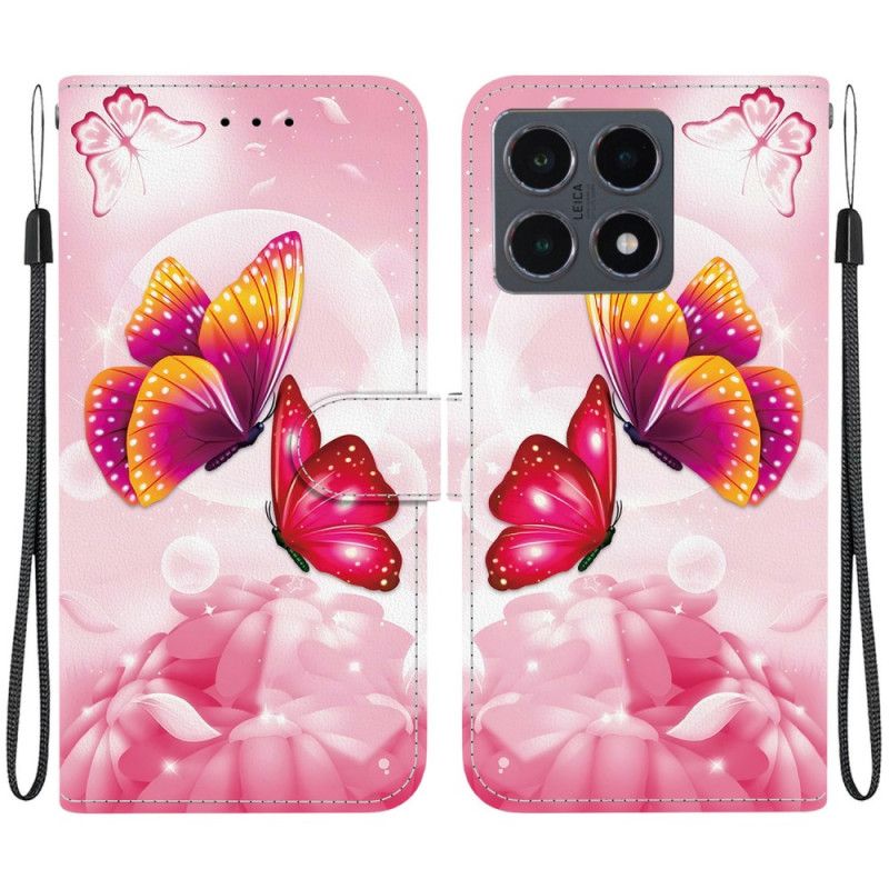 Folio Deksel Xiaomi 15t Rosa Sommerfugler