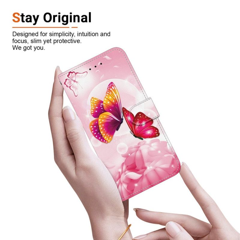 Folio Deksel Xiaomi 15t Rosa Sommerfugler