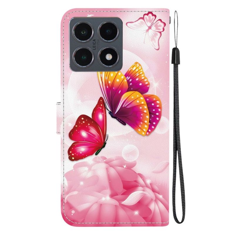 Folio Deksel Xiaomi 15t Rosa Sommerfugler