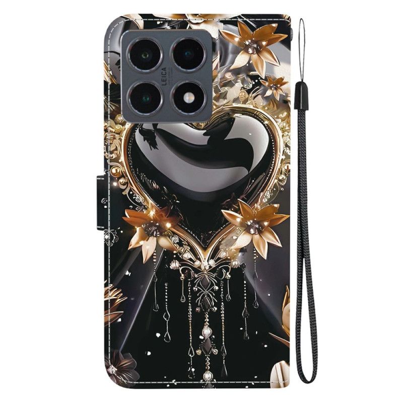 Folio Deksel Xiaomi 15t Svart Og Gullhjerte