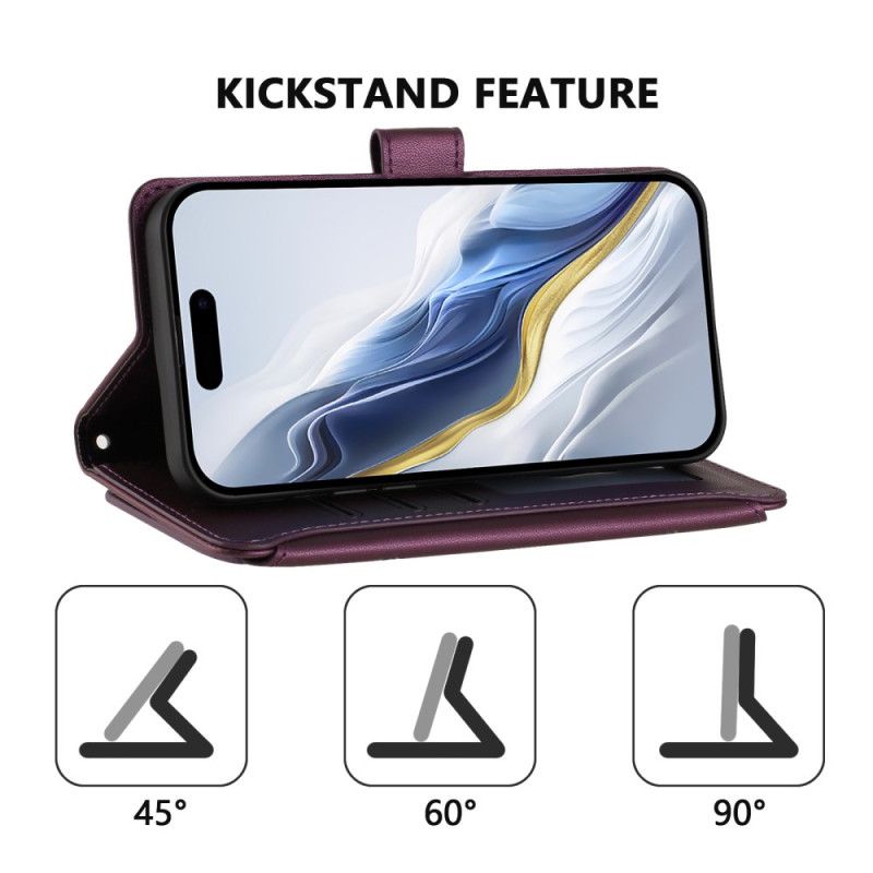 Lærdeksel Folio Deksel Xiaomi 15t Mobildeksel 6 Rfid-kortholdere Og Snor