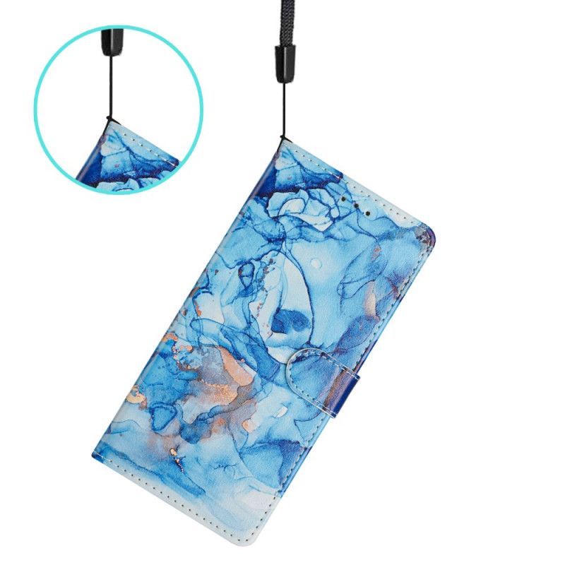 Lærdeksel Folio Deksel Xiaomi 15t Mobildeksel Blå Marmor