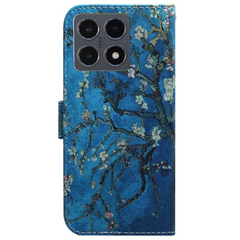 Lærdeksel Folio Deksel Xiaomi 15t Mobildeksel Blomstrende Grener