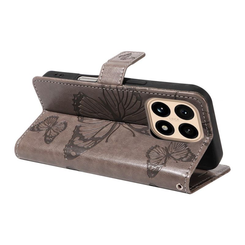 Lærdeksel Folio Deksel Xiaomi 15t Mobildeksel Kjempesommerfugler