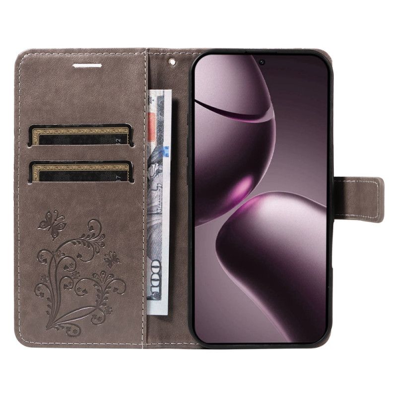 Lærdeksel Folio Deksel Xiaomi 15t Mobildeksel Kjempesommerfugler