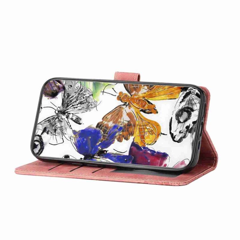 Lærdeksel Folio Deksel Xiaomi 15t Mobildeksel Sommerfugleffekt Semsket Skinneffekt