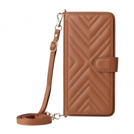 Lærdeksel Folio Deksel Xiaomi 15t Mobildeksel Vattert Med Skulderrem Og Håndleddsrem