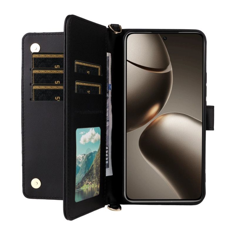 Lærdeksel Folio Deksel Xiaomi 15t Mobildeksel Vattert Med Skulderrem Og Håndleddsrem