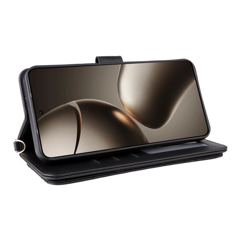 Lærdeksel Folio Deksel Xiaomi 15t Mobildeksel Vattert Med Skulderrem Og Håndleddsrem