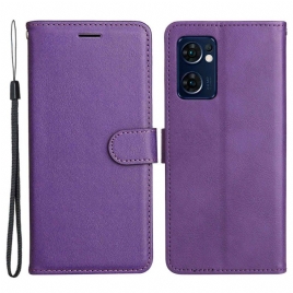 Lærdeksel Til Oppo Find X5 Lite Med Kjede Vanlig Strappy