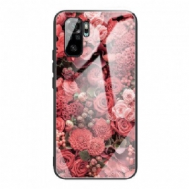 Deksel Til Xiaomi Redmi Note 10 / 10S Rosa Blomster Av Herdet Glass